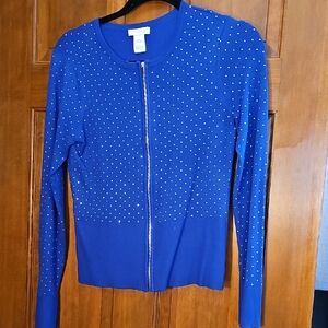 Cache Blue Studded Cardigan Sweater